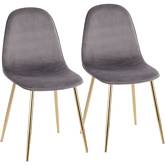 Pebble Accent Chair in Grey Velvet & Gold Steel (Set of 2)